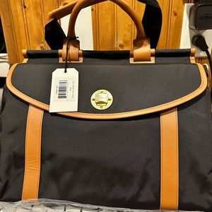 JEMMA JULES CONVERTIBLE BACKPACK NYLON BLACK W/BROWN TRIM NEW